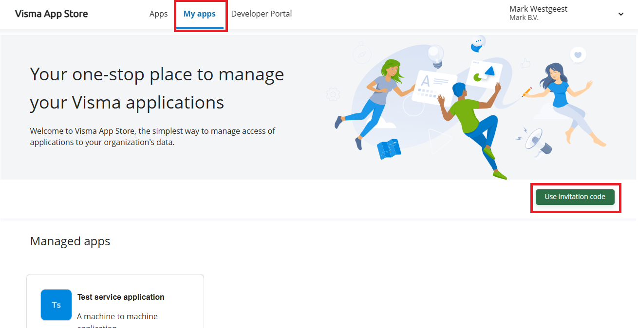 Use the invitation code.