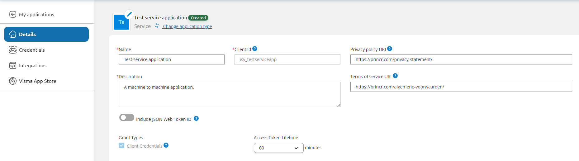 Visma Connect application setup